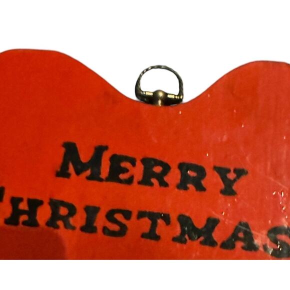 Merry Christmas Mice VTG Mounted on Wood Lacquered Holiday MCM Home Decor READ - Picture 4 of 8